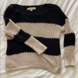 LOFT knit sweater, beige and black